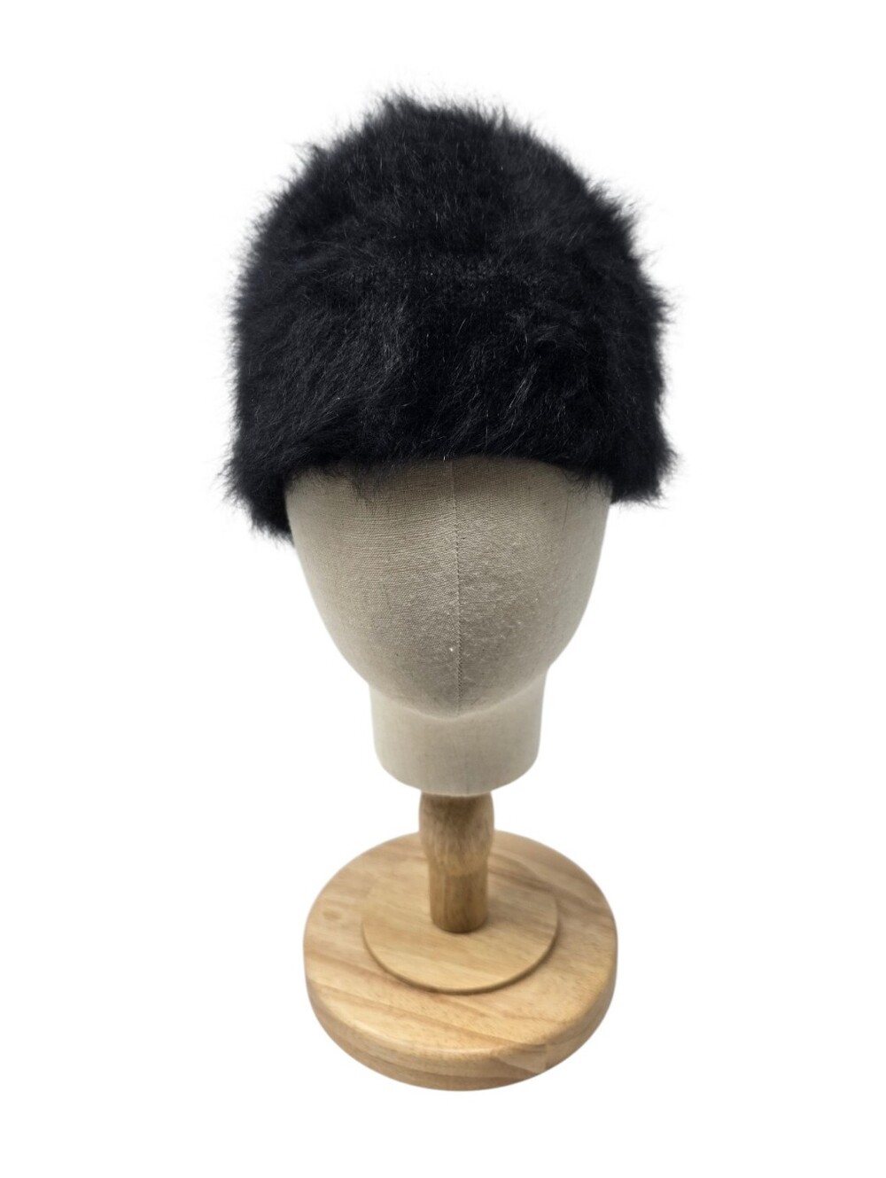 Vintage Darn Fine Hats Handcrafted Angora Wool Beanie With Tassel Pom Pom Black - Picture 2 of 11